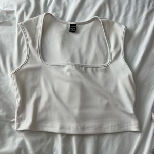 SHEIN White Ribbed Tank Top